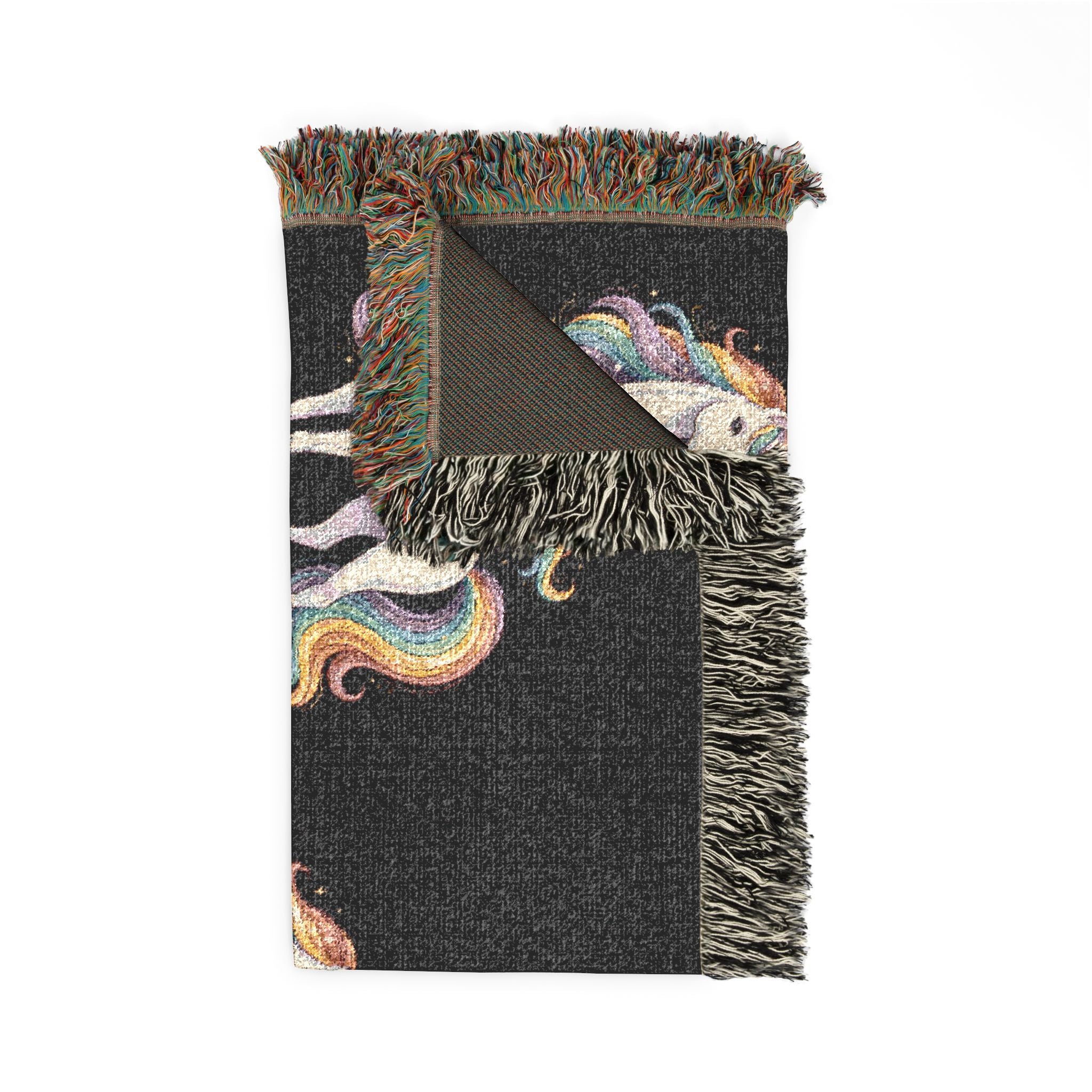 Unicorn Woven Blanket — Rainbow Pegasus Throw for Kids & Fantasy Fans