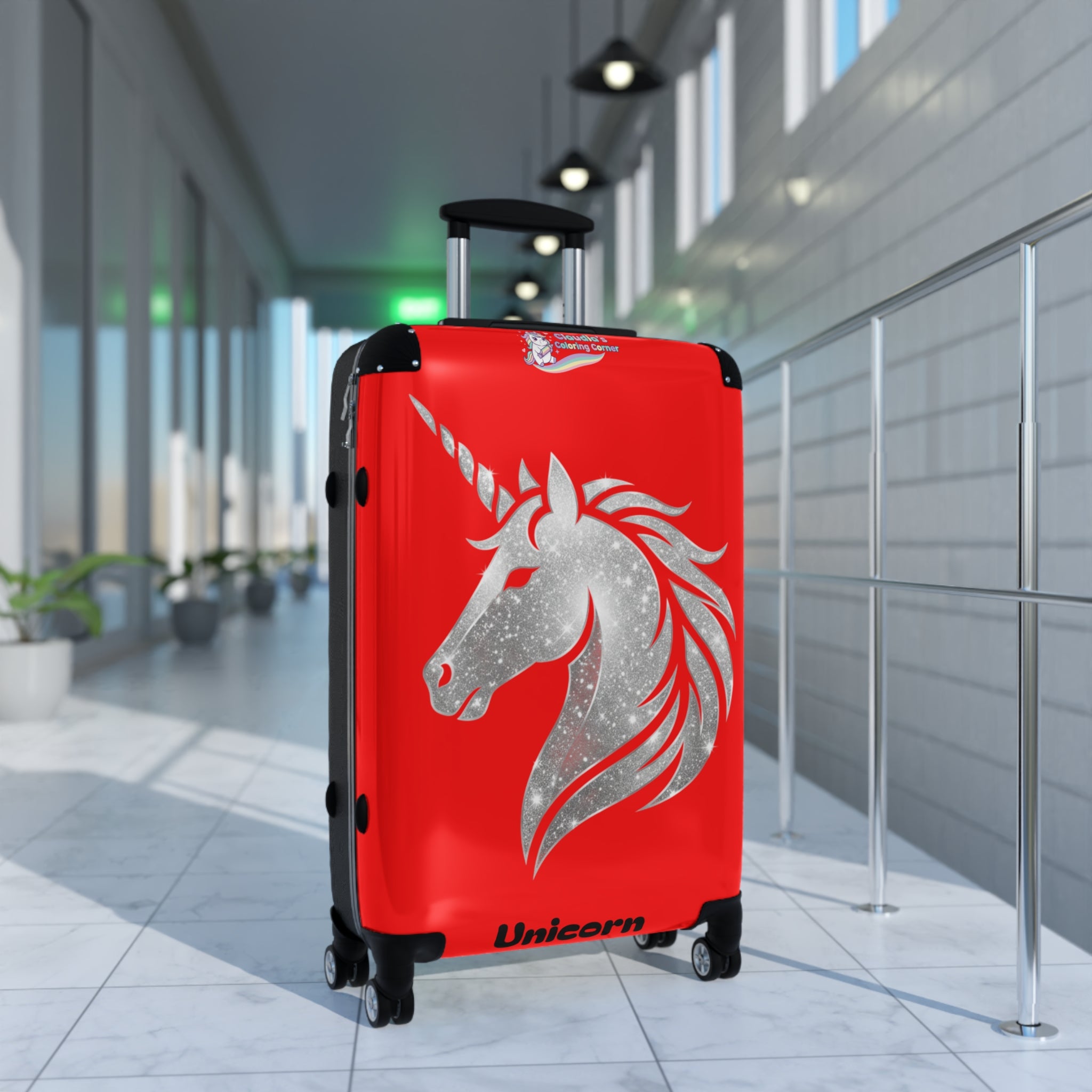 Unicorn Suitcase — Sparkling Silver Unicorn Travel Carry-On