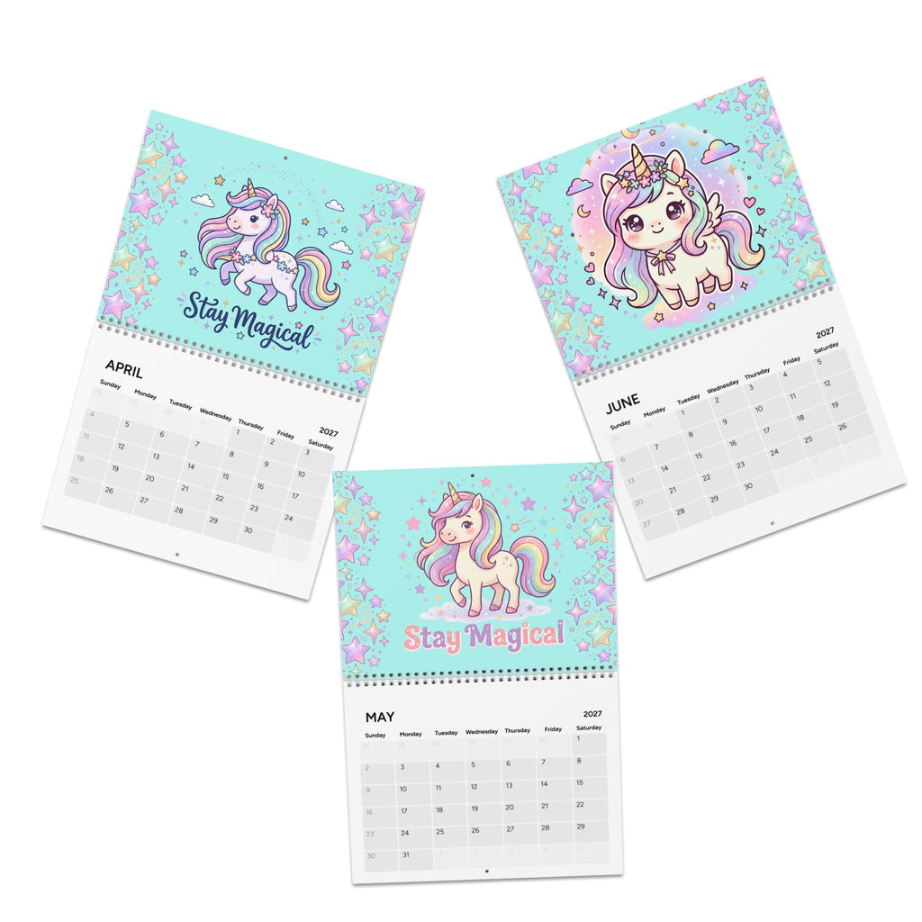 Unicorn Wall Calendar 2027 — Cute Rainbow Monthly Planner