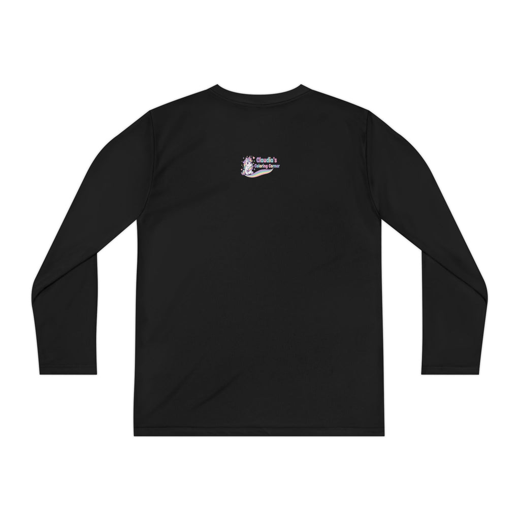 Youth Unicorn Long Sleeve Tee — Silver Glitter Unicorn Graphic