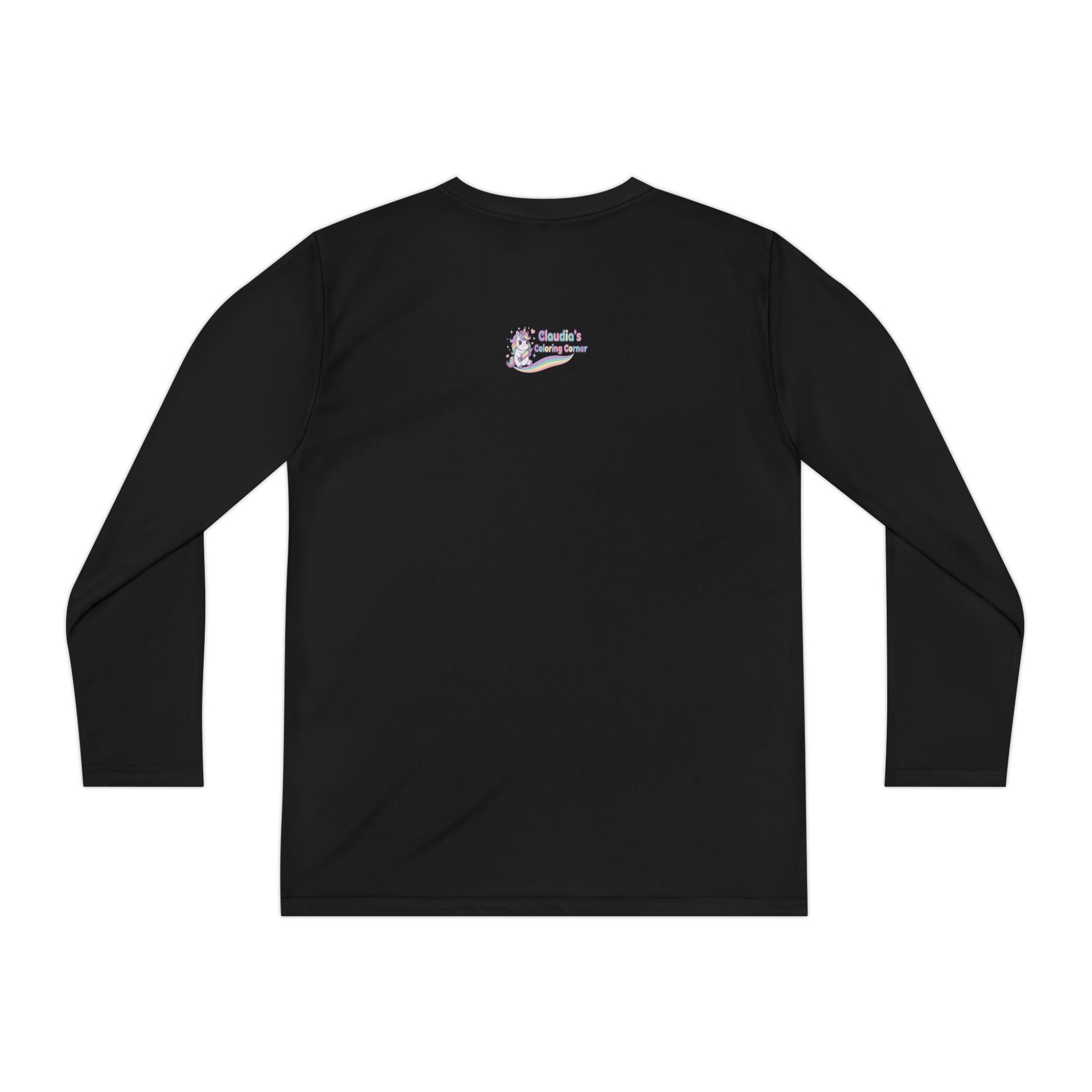 Youth Unicorn Long Sleeve Tee — Silver Glitter Unicorn Graphic