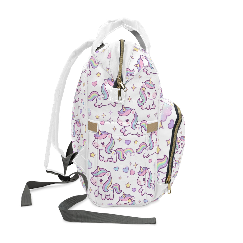 Unicorn Print Diaper Backpack — Multifunctional Baby Bag with Changing Essentials