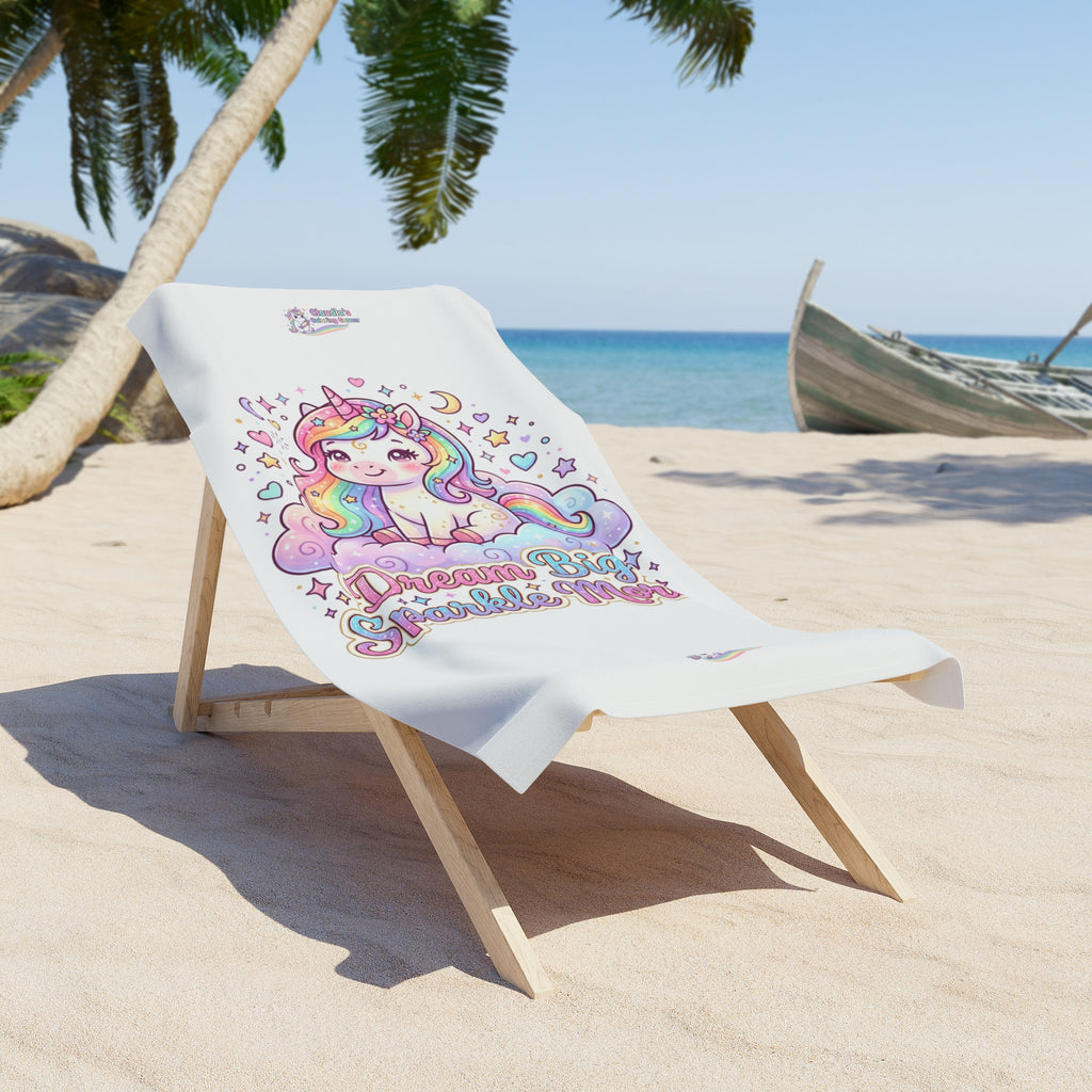 Dream Big Sparkle More Unicorn Beach Towel