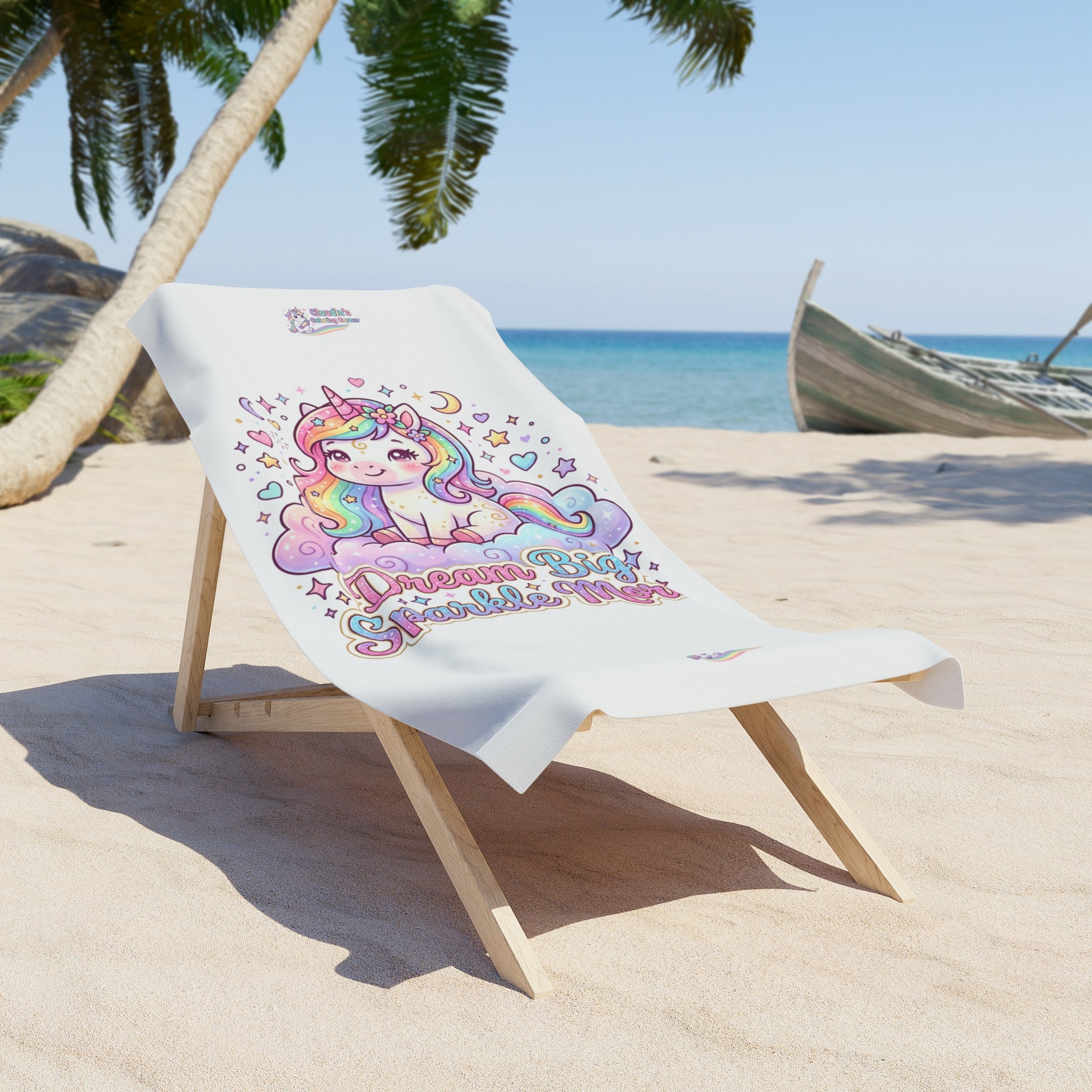Dream Big Sparkle More Unicorn Beach Towel