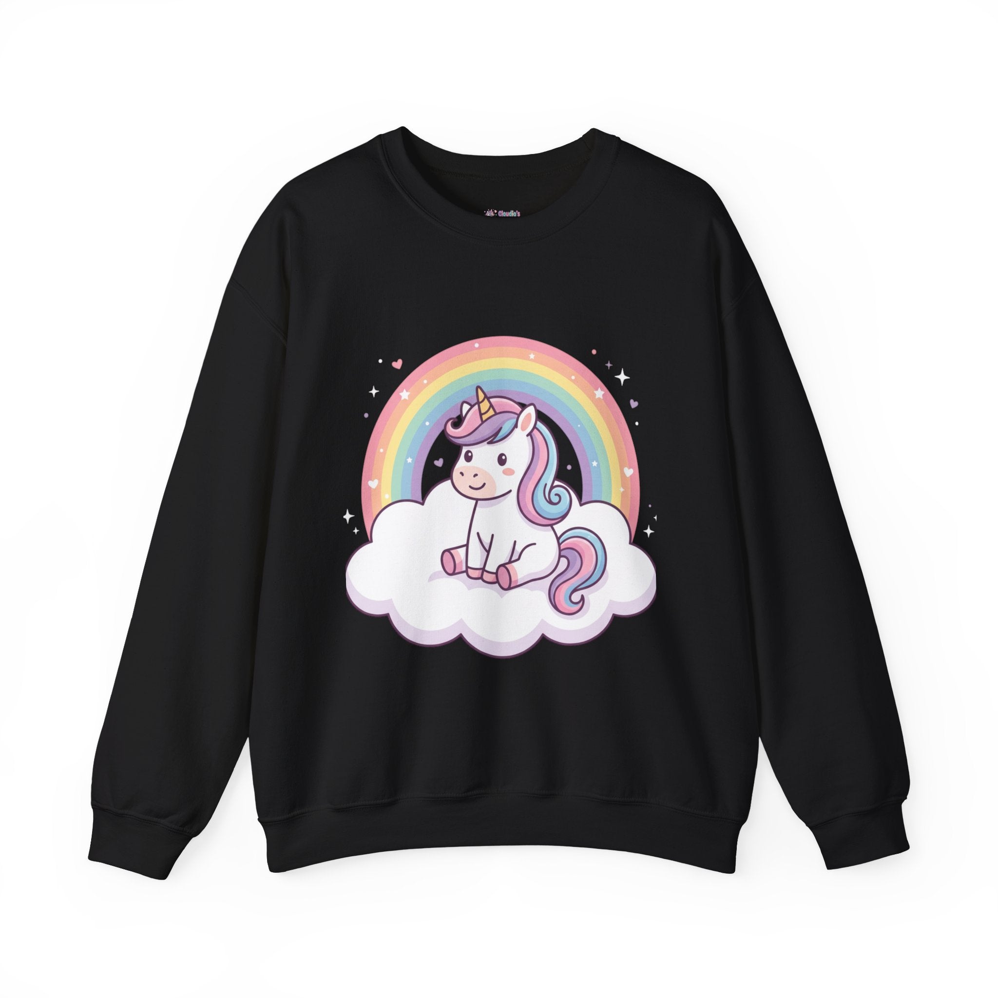 Unicorn Rainbow Crewneck Sweatshirt — Cute Pastel Cloud Graphic