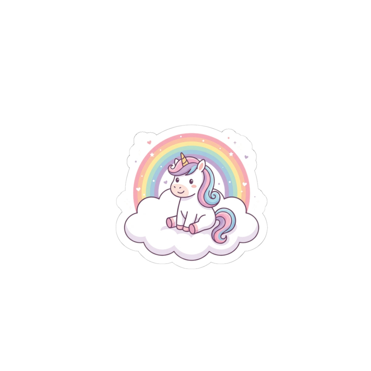 Unicorn Rainbow Kiss-Cut Sticker — Cute Pastel Laptop Decal