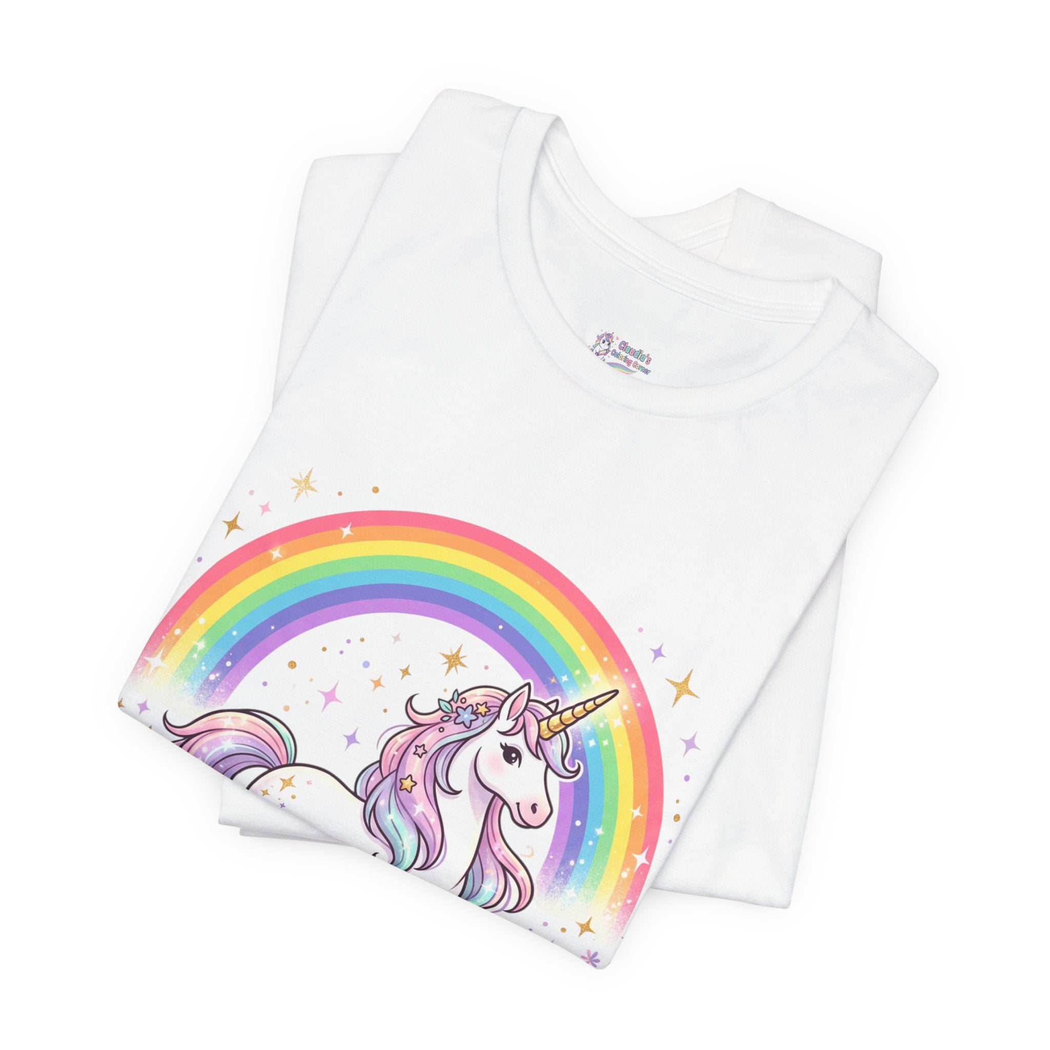 Unicorn Rainbow Tee — Cute Pastel Unicorn on Cloud Graphic T-Shirt