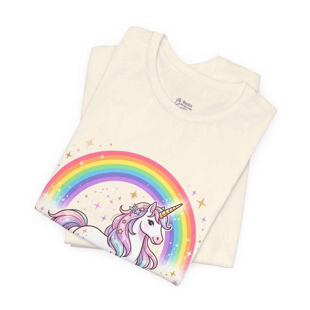 Unicorn Rainbow Tee — Cute Pastel Unicorn on Cloud Graphic T-Shirt