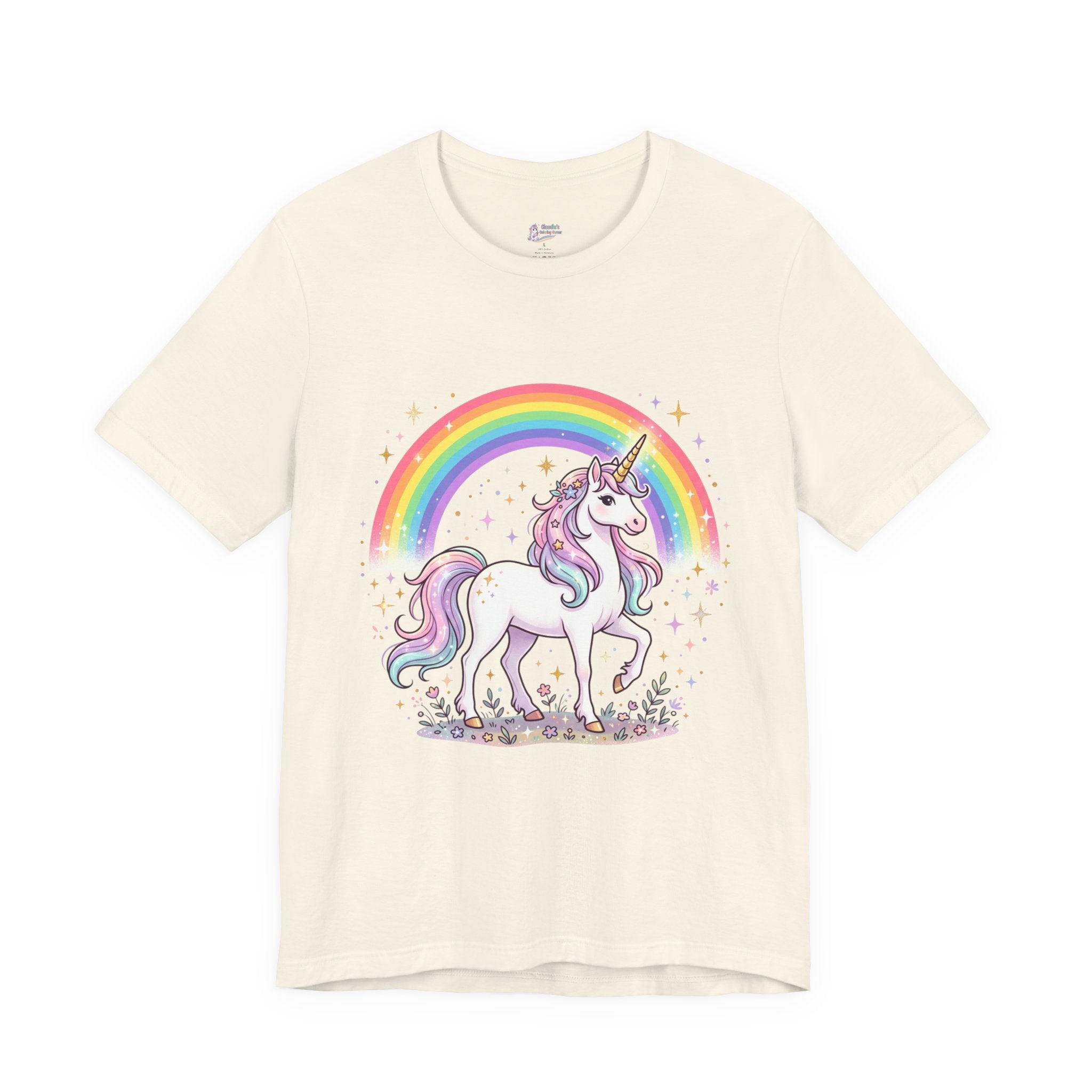 Unicorn Rainbow Tee — Cute Pastel Unicorn on Cloud Graphic T-Shirt