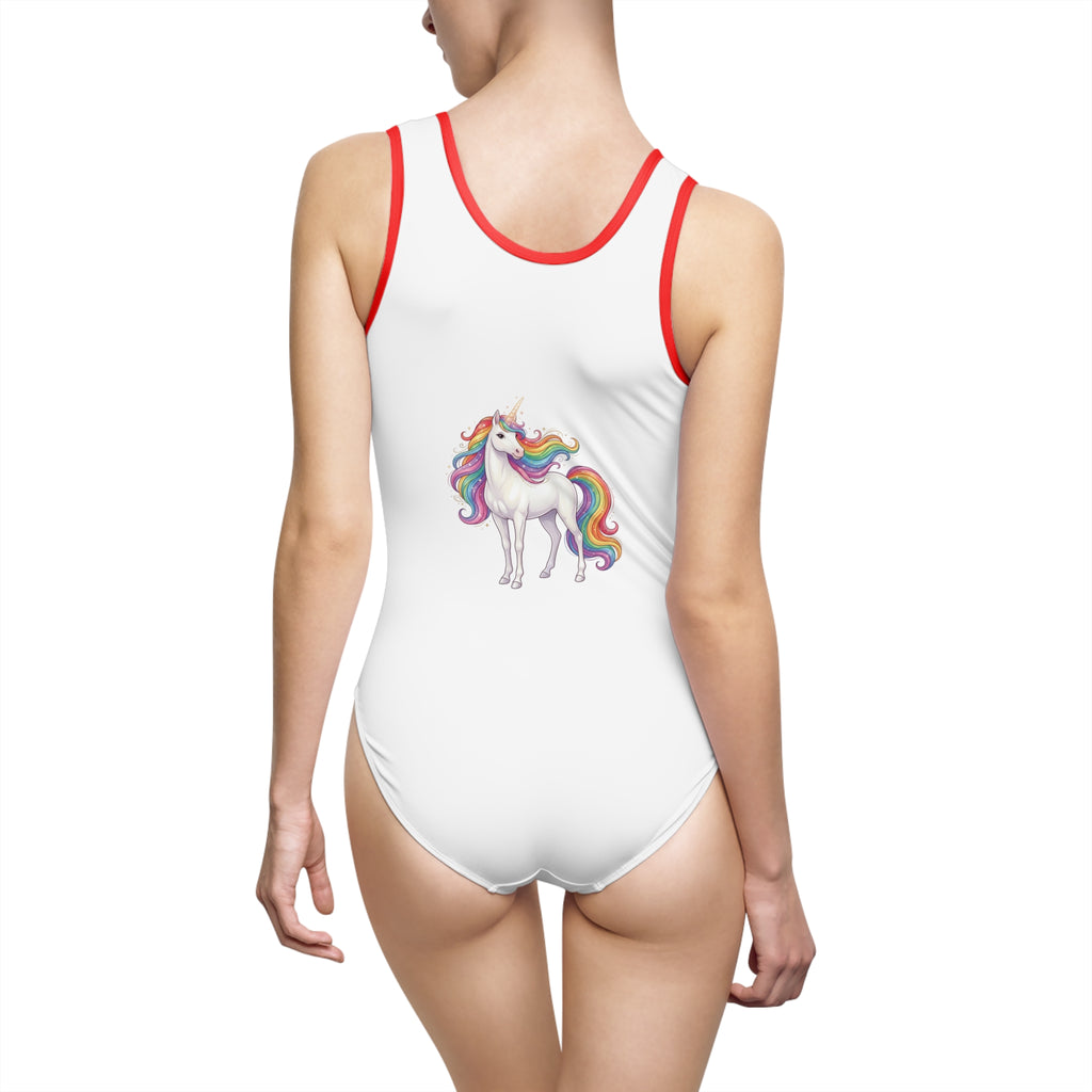 Rainbow Unicorn One-Piece Swimsuit — Whimsical Girls' Beachwear
