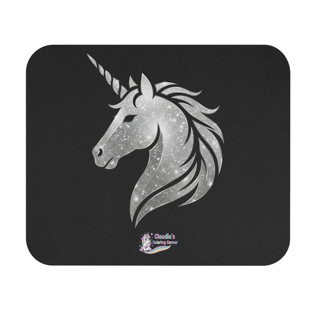 Silver Unicorn Mouse Pad — Sparkling Mythical Desk Mat