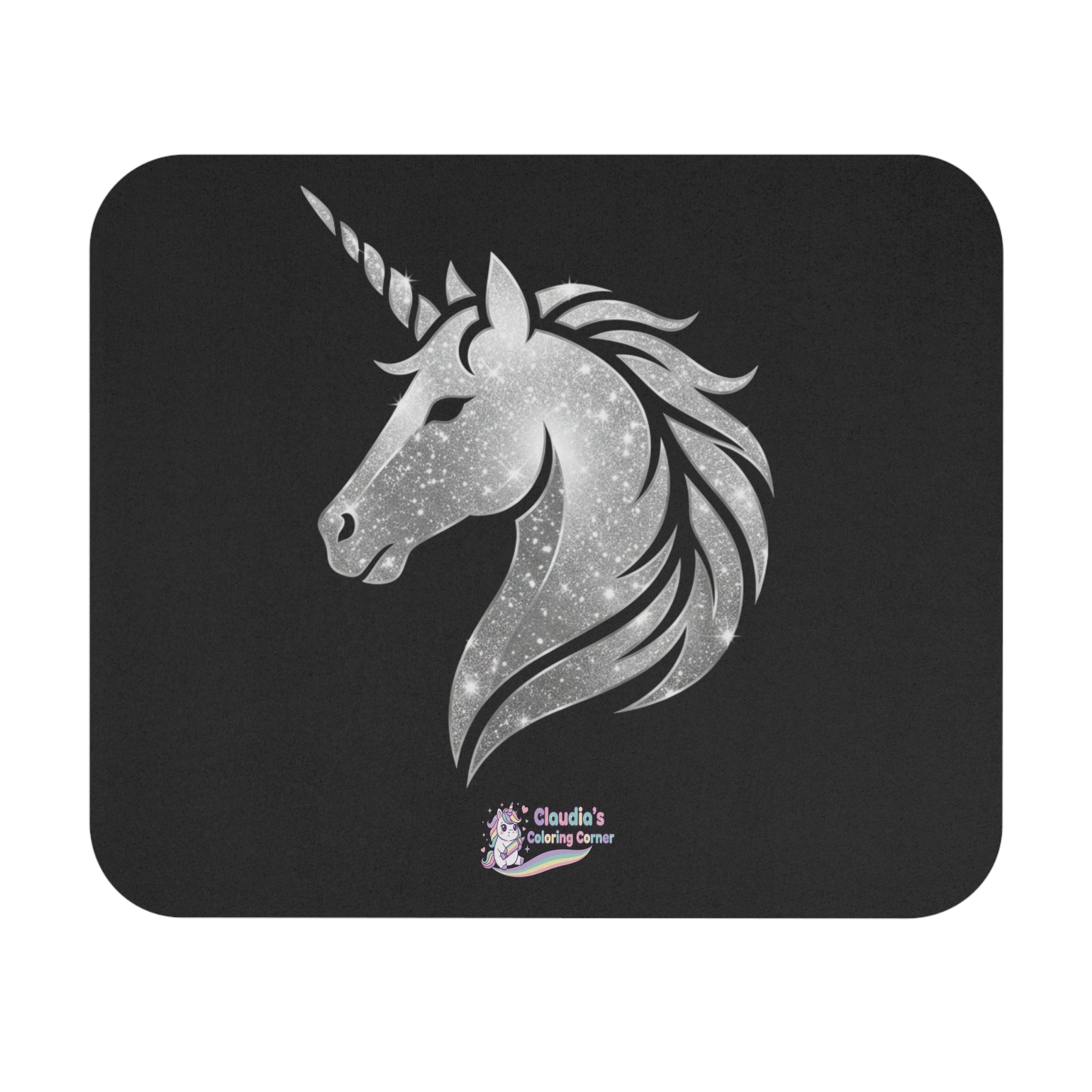 Silver Unicorn Mouse Pad — Sparkling Mythical Desk Mat