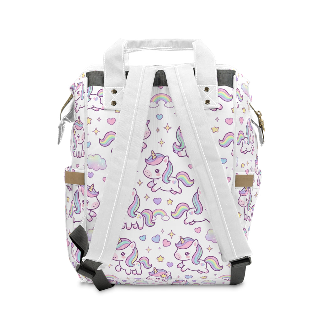 Unicorn Print Diaper Backpack — Multifunctional Baby Bag with Changing Essentials