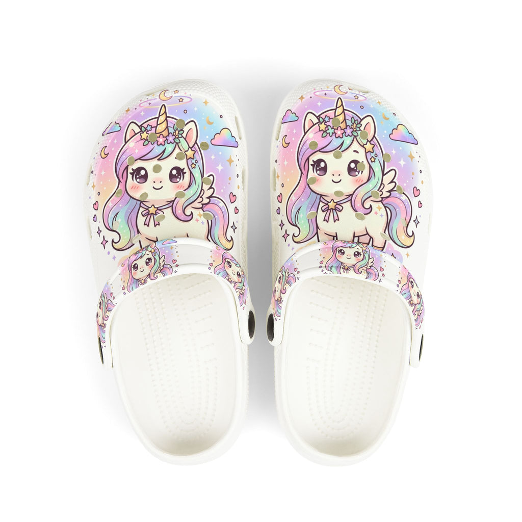 Kids Unicorn Foam Clogs — Cute Pastel Rainbow Unicorn Design