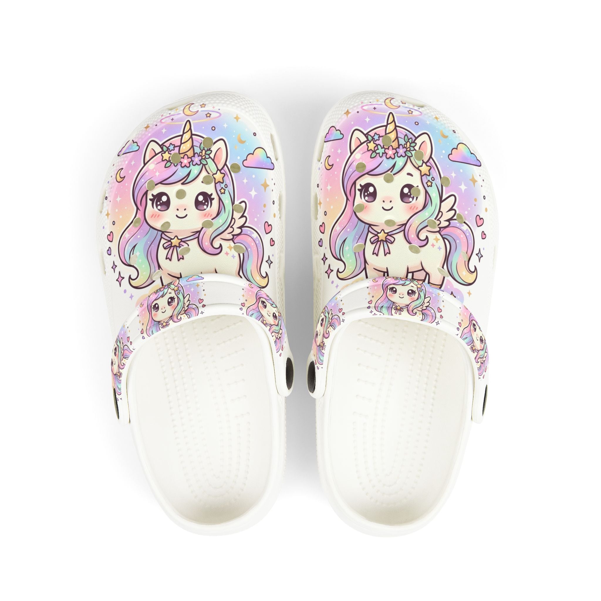 Kids Unicorn Foam Clogs — Cute Pastel Rainbow Unicorn Design