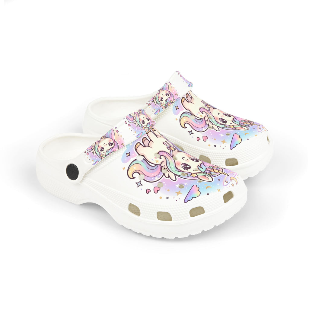 Kids Unicorn Foam Clogs — Cute Pastel Rainbow Unicorn Design