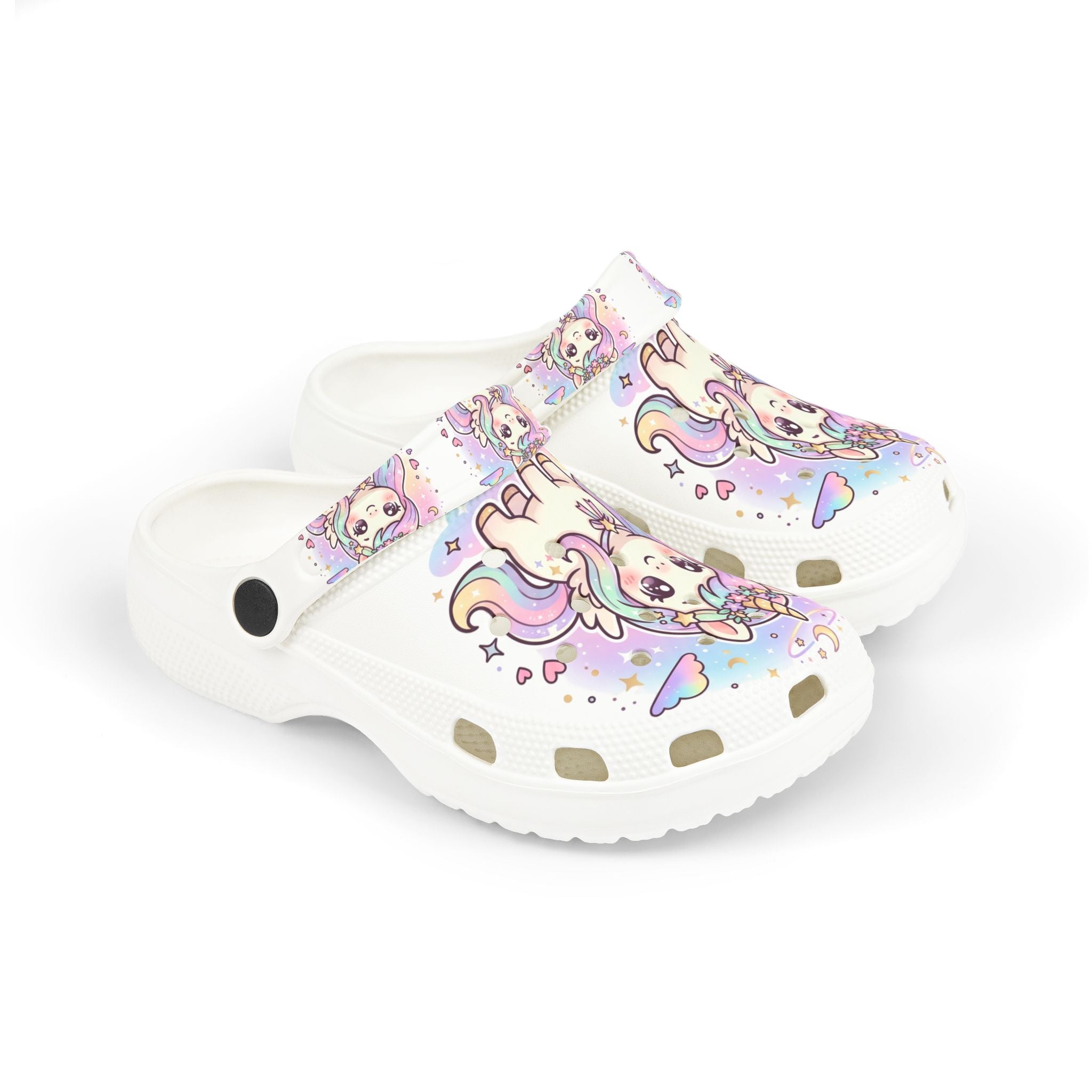 Kids Unicorn Foam Clogs — Cute Pastel Rainbow Unicorn Design
