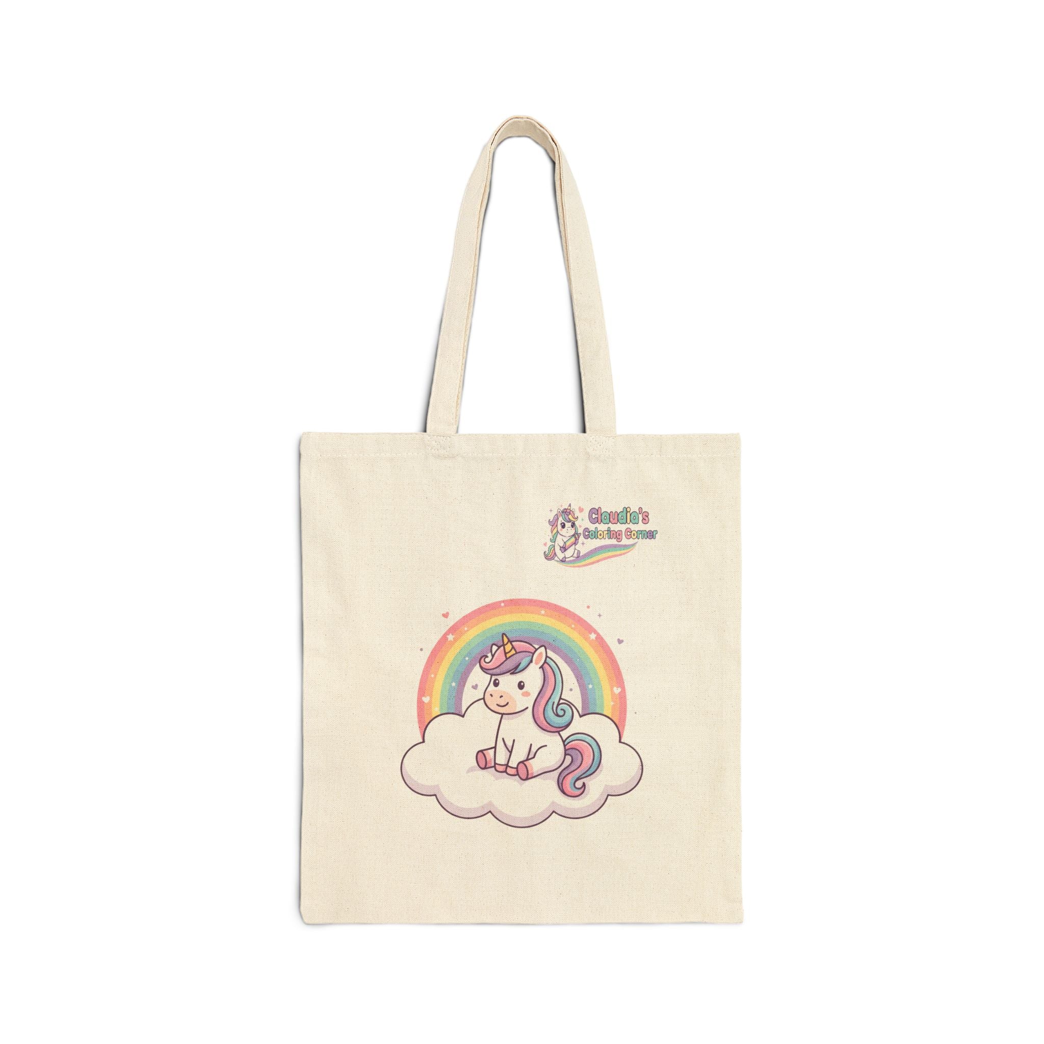 Unicorn Rainbow Tote Bag - Cute Cotton Canvas Grocery & Gift Tote