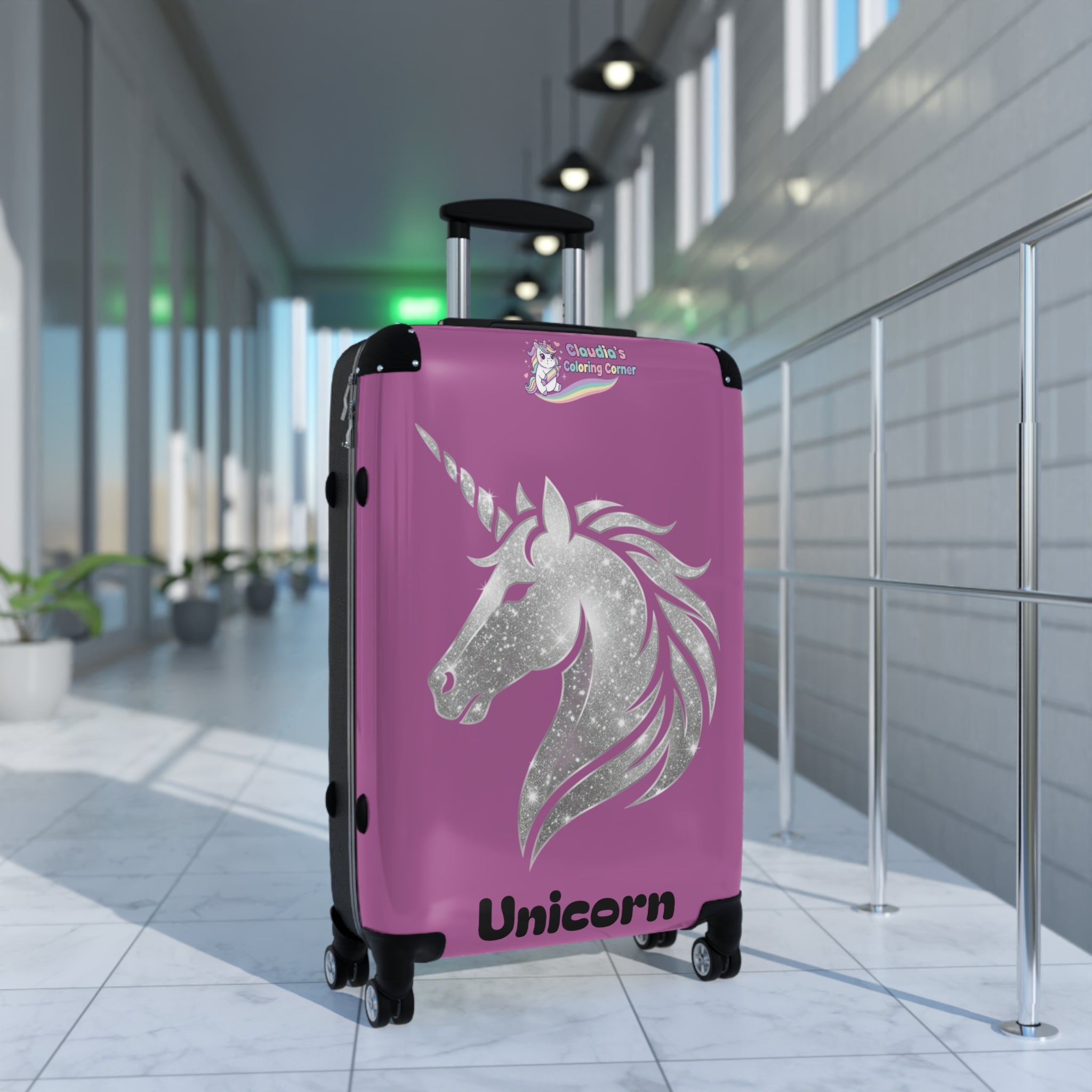 Unicorn Glitter Suitcase – Personalized Kids Travel Luggage