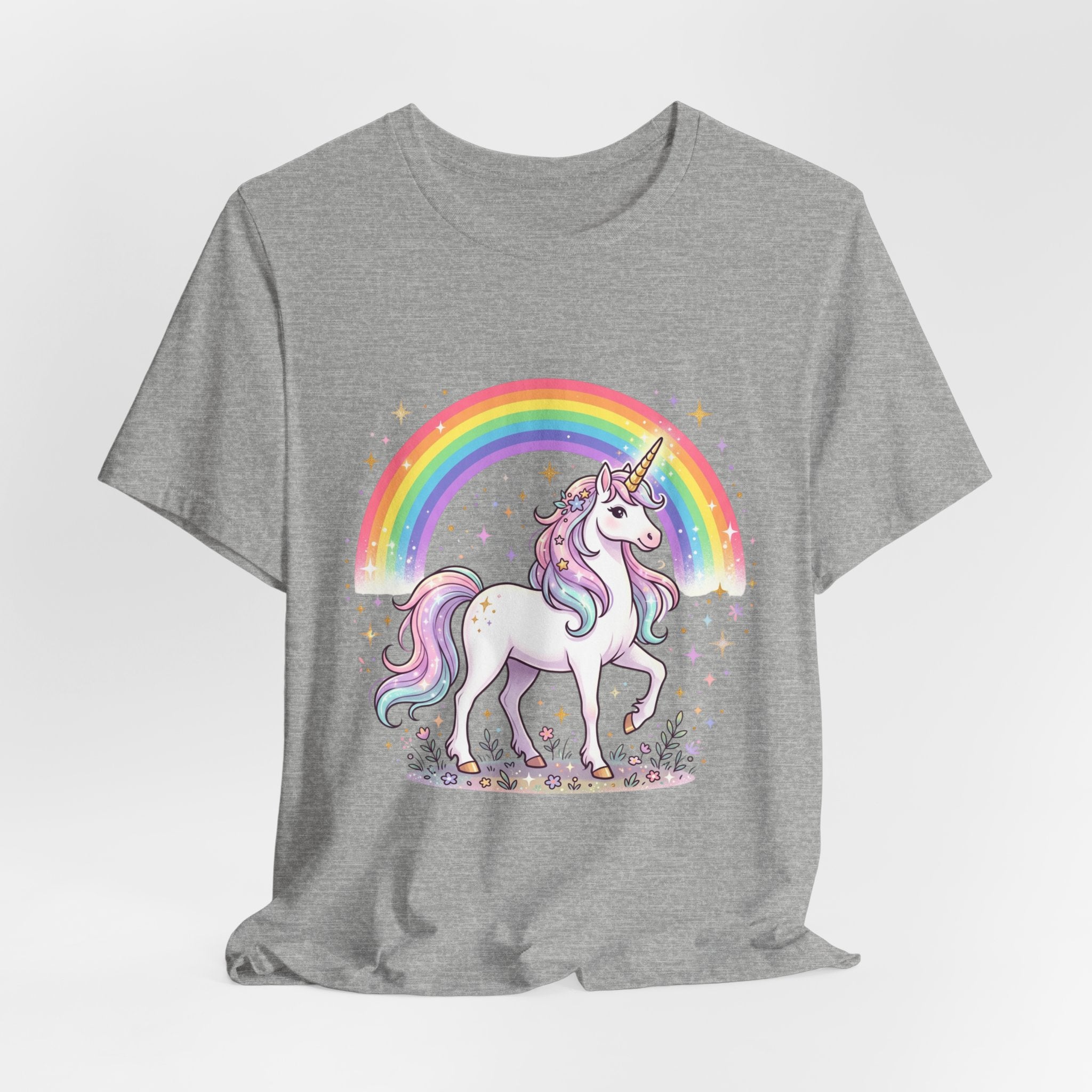 Unicorn Rainbow Tee — Cute Pastel Unicorn on Cloud Graphic T-Shirt