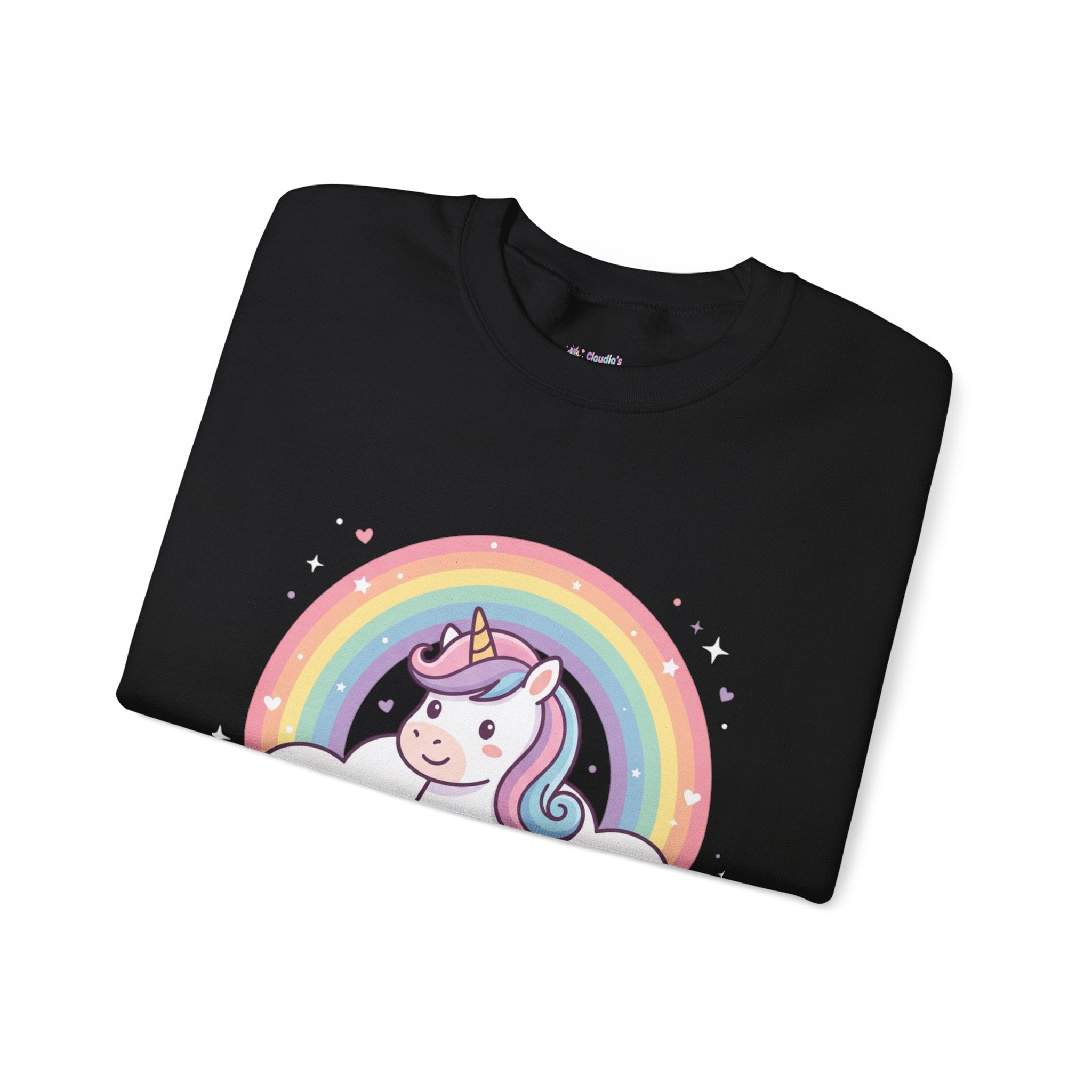Unicorn Rainbow Crewneck Sweatshirt — Cute Pastel Cloud Graphic