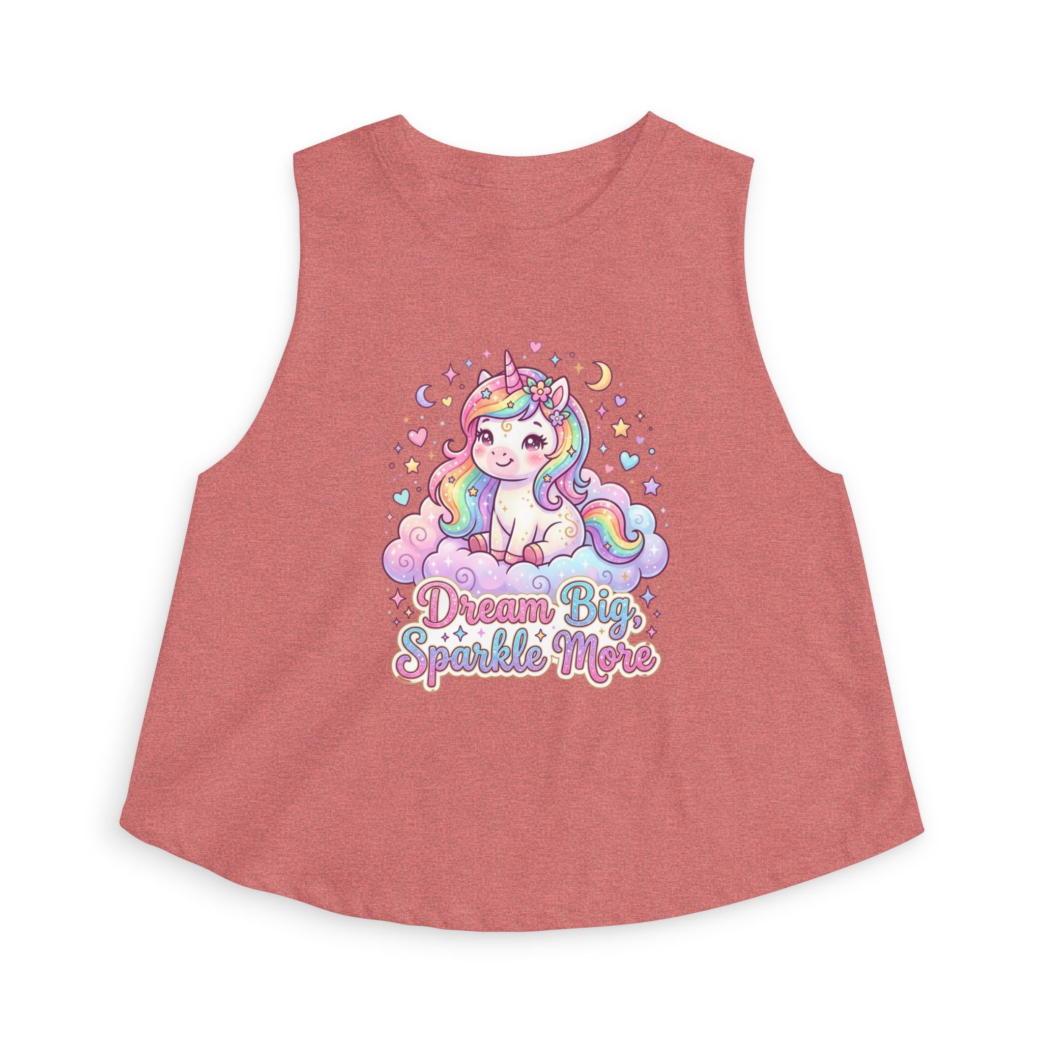 Unicorn Crop Top – "Dream Big Sparkle More" Cute Pastel Graphic